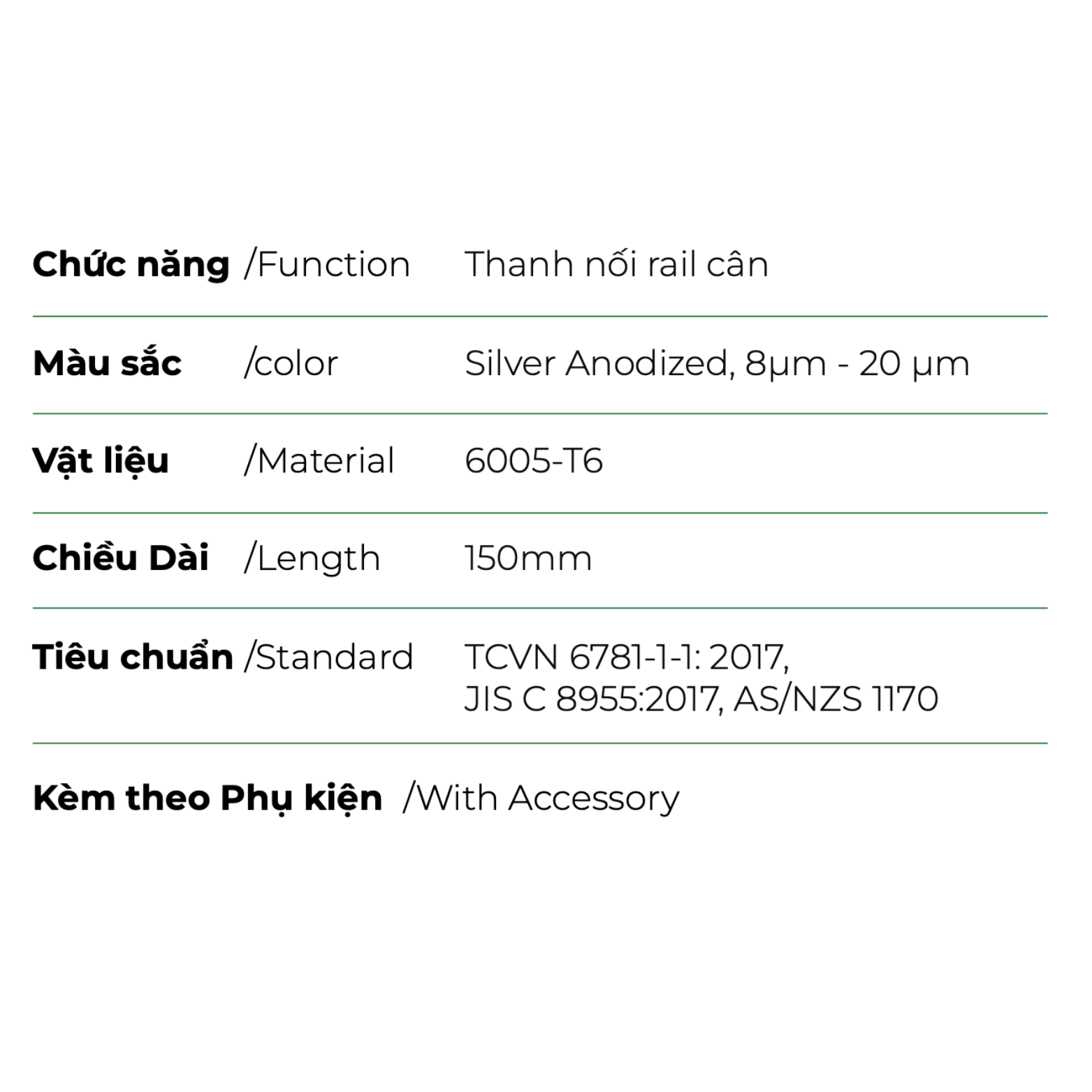 Thanh nối rail cân VP.RC-150A-F - Ảnh 3